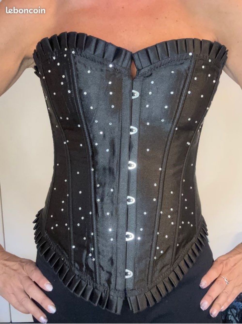 SATIN Black Studded Corset Bustier